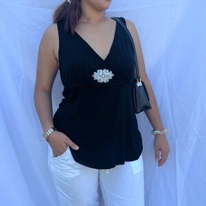 Y2K Black deep V top